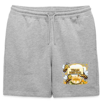 bee honey beekeeper honeycomb flowers meadow insect - Mens' Premium Organic Sweatshorts - heather grey - Front - AI Model Male 178 light (178cm)