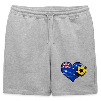 Australia flag football with heart used - Mens' Premium Organic Sweatshorts - heather grey - Front - AI Model Male 178 light (178cm)