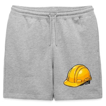 Casque de construction jaune style dessin animé - Short de survêtement homme premium - gris chiné - Devant - AI Model Male 178 light (178cm)