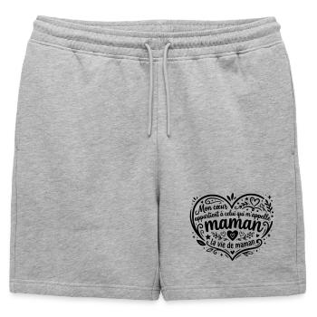 La vie de maman  - Short de survêtement homme premium - gris chiné - Devant - AI Model Male 178 light (178cm)