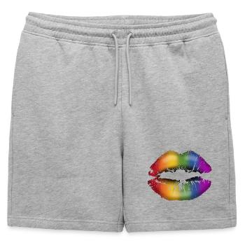 Lèvres embrassables avec du rouge à lèvres LGBTQ Rainbow - Short de survêtement homme premium - gris chiné - Devant - AI Model Male 178 light (178cm)