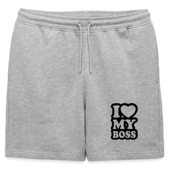 I love my boss - J'aime mon patron - Short de survêtement homme premium - gris chiné - Devant - AI Model Male 178 light (178cm)