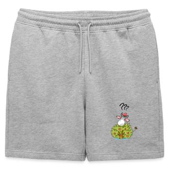 Cow with Bush Funny Animal Design - Mens' Premium Organic Sweatshorts - heather grey - Front - AI Model Male 178 light (178cm)