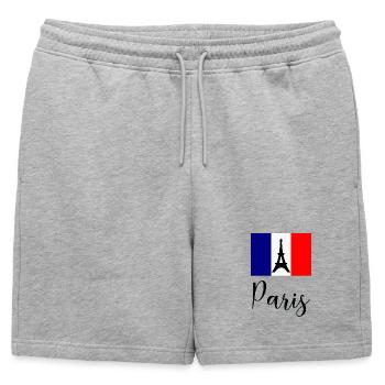 PARIS. CAPITALE. VILLE. FRANCE. PARISIEN. PARIS - Short de survêtement homme premium - gris chiné - Devant - AI Model Male 178 light (178cm)