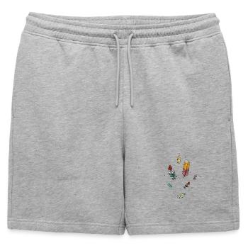 Plumes colorées - Short de survêtement homme premium - gris chiné - Devant - AI Model Male 178 light (178cm)