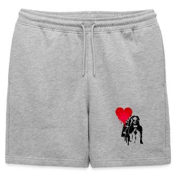 cool street art Jésus - avec beaucoup d’amour - Short de survêtement homme premium - gris chiné - Devant - AI Model Male 178 light (178cm)