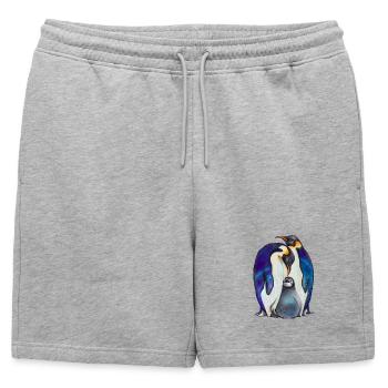Pingouins mignons au ciel étoilé - Short de survêtement homme premium - gris chiné - Devant - AI Model Male 178 light (178cm)
