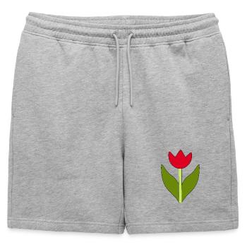 Fleur, Rouge, Fleur Rouge, Tulipe Florale, Rouge - Short de survêtement homme premium - gris chiné - Devant - AI Model Male 178 light (178cm)