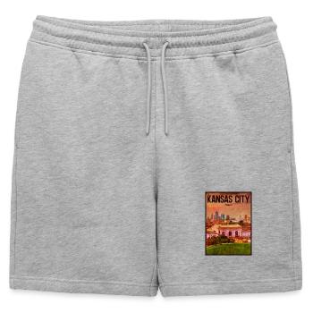 Kansas City Cityscape Rétro - Short de survêtement homme premium - gris chiné - Devant - AI Model Male 178 light (178cm)