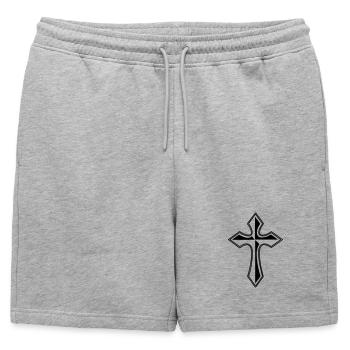 Cross transparent shadow image - Mens' Premium Organic Sweatshorts - heather grey - Front - AI Model Male 178 light (178cm)
