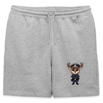Police Hirsch - Short de survêtement homme premium - gris chiné - Devant - AI Model Male 178 light (178cm)