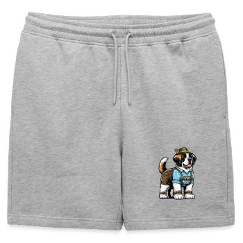 Saint-Bernard Dog Bavaria - Short de survêtement homme premium - gris chiné - Devant - AI Model Male 178 light (178cm)