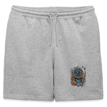 Montre steampunk ornée de roses. - Short de survêtement homme premium - gris chiné - Devant - AI Model Male 178 light (178cm)
