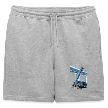 La grue mobile assemble des sections de pont - Short de survêtement homme premium - gris chiné - Devant - AI Model Male 178 light (178cm)