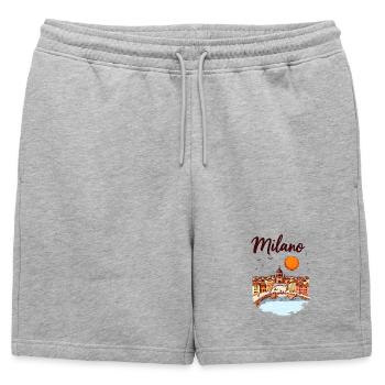 Milan Skyline – la métropole italienne de la mode et du design - Short de survêtement homme premium - gris chiné - Devant - AI Model Male 178 light (178cm)