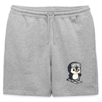 Drôle pingouin skieur Plaisir d’hiver Sports d’hiver - Short de survêtement homme premium - gris chiné - Devant - AI Model Male 178 light (178cm)