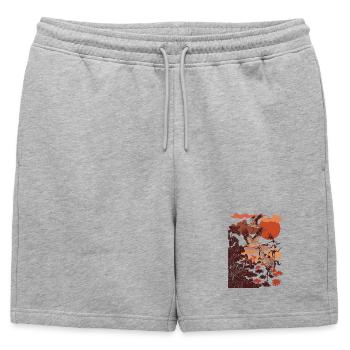 CRANES - Mens' Premium Organic Sweatshorts - heather grey - Front - AI Model Male 178 light (178cm)