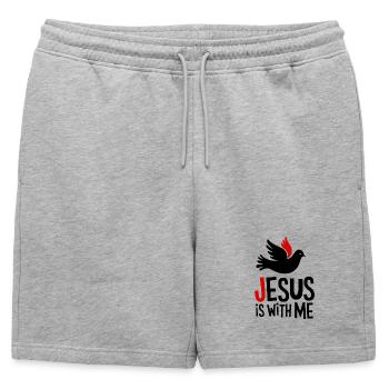 Jésus est avec moi - Short de survêtement homme premium - gris chiné - Devant - AI Model Male 178 light (178cm)