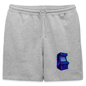 Neon Arcade Game Over Illustration - Short de survêtement homme premium - gris chiné - Devant - AI Model Male 178 light (178cm)