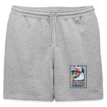 Tu es libre ce soir, Eagle, 4 juillet - Short de survêtement homme premium - gris chiné - Devant - AI Model Male 178 light (178cm)