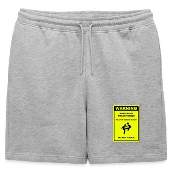Avertissement! Pratiquant de Krav Maga ! - Short de survêtement homme premium - gris chiné - Devant - AI Model Male 178 light (178cm)