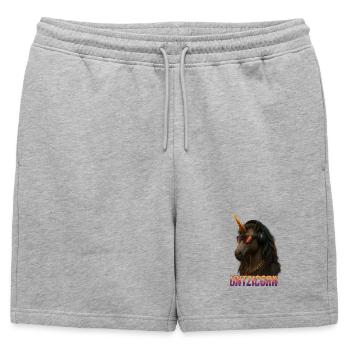 Techno Raver Untzicorn Design für EDM Fans - Männer Premium Organic Sweatshorts - Grau meliert - Vorne - AI Model Male 178 light (178cm)