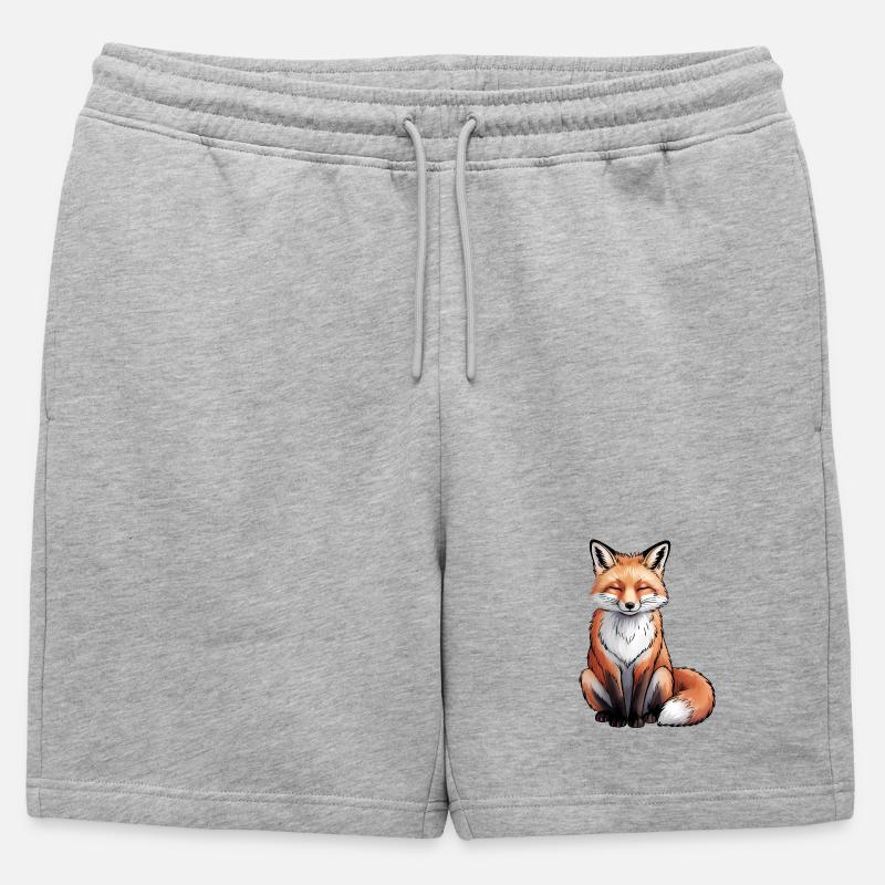 Fuchs sitzend - Männer Premium Organic Sweatshorts - Grau meliert
