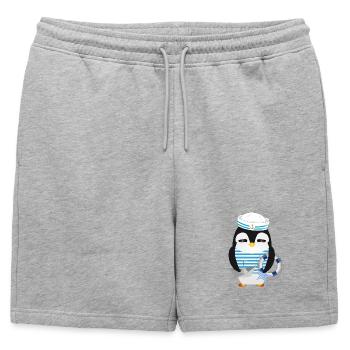 Pingouin mignon comme un marin dans un look marine - Short de survêtement homme premium - gris chiné - Devant - AI Model Male 178 light (178cm)