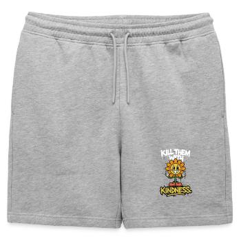Kill Them With Kindness – Just smile - Mens' Premium Organic Sweatshorts - heather grey - Front - AI Model Male 178 light (178cm)