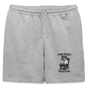 Loup de bureau avec cravate - Short de survêtement homme premium - gris chiné - Devant - AI Model Male 178 light (178cm)