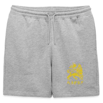 Lion of Judah Jah Rastafari Rasta Reggae Racines - Short de survêtement homme premium - gris chiné - Devant - AI Model Male 178 light (178cm)
