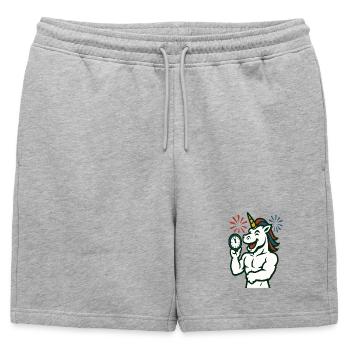 Mascotte illustrée du Temps de la Licorne Forte - Short de survêtement homme premium - gris chiné - Devant - AI Model Male 178 light (178cm)