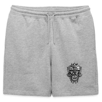 ROBOT MASK #1 - black & white - Short de survêtement homme premium - gris chiné - Devant - AI Model Male 178 light (178cm)