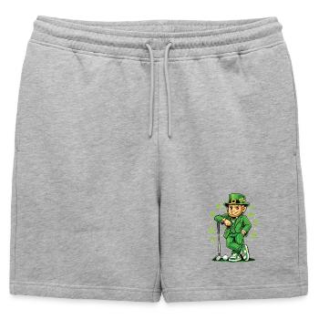 Leprechaun Playing Golf St Pats - Mens' Premium Organic Sweatshorts - heather grey - Front - AI Model Male 178 light (178cm)