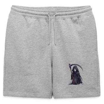 Faucheuse en robe noire - Short de survêtement homme premium - gris chiné - Devant - AI Model Male 178 light (178cm)