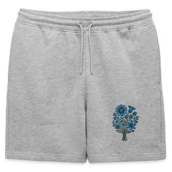 Bouquet de Fleurs Bleues - Short de survêtement homme premium - gris chiné - Devant - AI Model Male 178 light (178cm)