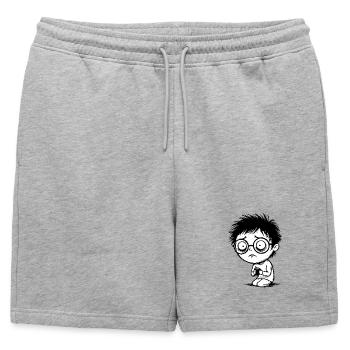 Student Coffee Fatigue Blank Gaze Manga - Mens' Premium Organic Sweatshorts - heather grey - Front - AI Model Male 178 light (178cm)
