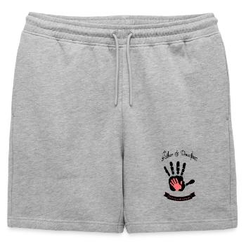 Empreinte de main de la meilleure amie du père et de sa fille - Short de survêtement homme premium - gris chiné - Devant - AI Model Male 178 light (178cm)