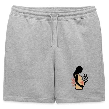 Silhouette de ventre de bébé femme enceinte - Short de survêtement homme premium - gris chiné - Devant - AI Model Male 178 light (178cm)