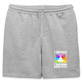 7 Chakras – Paix intérieure - Short de survêtement homme premium - gris chiné - Devant - AI Model Male 178 light (178cm)
