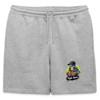 FIGHT HARD - Short de survêtement homme premium - gris chiné - Devant - AI Model Male 178 light (178cm)