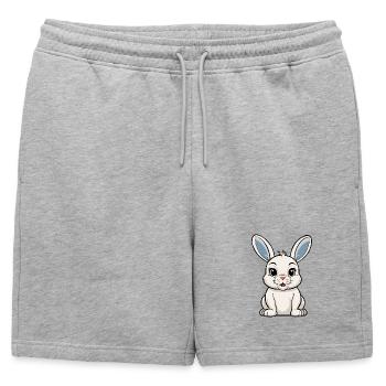 Lapin blanc - Short de survêtement homme premium - gris chiné - Devant - AI Model Male 178 light (178cm)