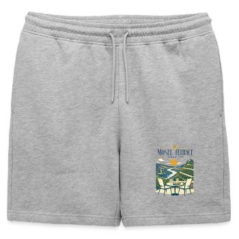 Mosel Wine Hiking Terrace First Sip Scenic Design - Mens' Premium Organic Sweatshorts - heather grey - Front - AI Model Male 178 light (178cm)