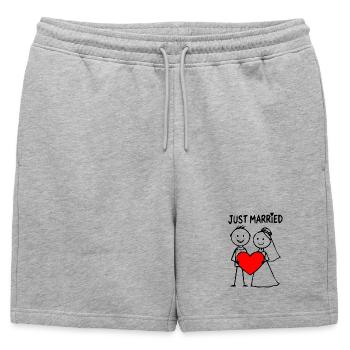 Couple de mariage Cartoon Heart Fraîchement marié - Short de survêtement homme premium - gris chiné - Devant - AI Model Male 178 light (178cm)