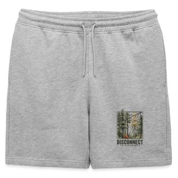 Randonnée - Aventure en plein air - Déconnexion au réseau de reconnet - Short de survêtement homme premium - gris chiné - Devant - AI Model Male 178 light (178cm)