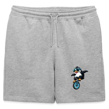 Cool Penguin on Unicycle Funny Comic - Mens' Premium Organic Sweatshorts - heather grey - Front - AI Model Male 178 light (178cm)