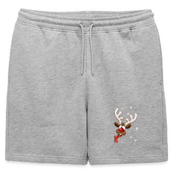 renne de noël rudolph - renne de noël - Short de survêtement homme premium - gris chiné - Devant - AI Model Male 178 light (178cm)