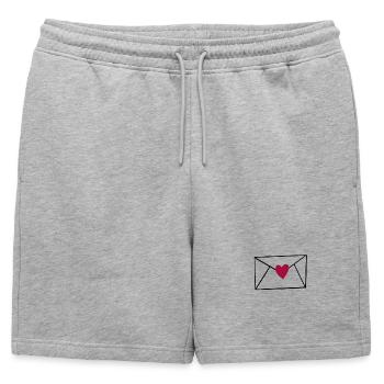 Red heart on black - Mens' Premium Organic Sweatshorts - heather grey - Front - AI Model Male 178 light (178cm)