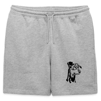 Tête de pinscher allemand - Short de survêtement homme premium - gris chiné - Devant - AI Model Male 178 light (178cm)