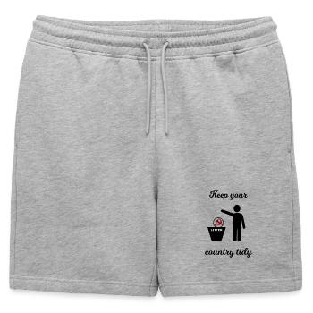 Le socialisme et le capitalisme drôle - Short de survêtement homme premium - gris chiné - Devant - AI Model Male 178 light (178cm)